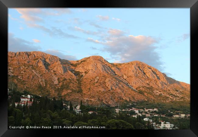 Mountains near Srebreno, Croatia Framed Print by Andrew Reece