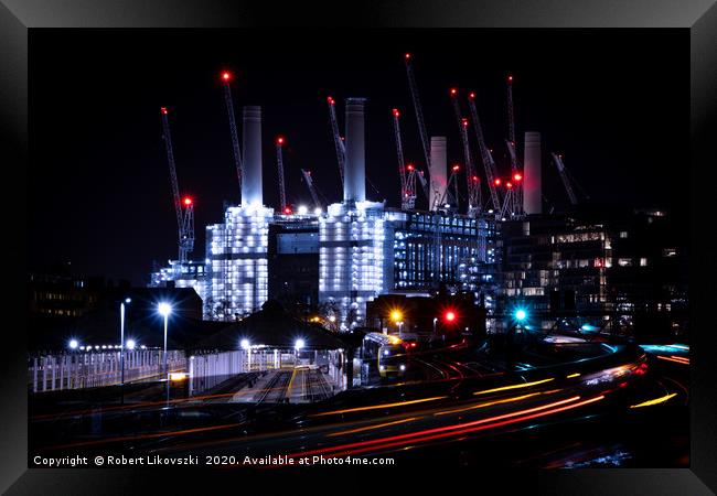 Battersea Power Station at night Framed Print by Robert Likovszki