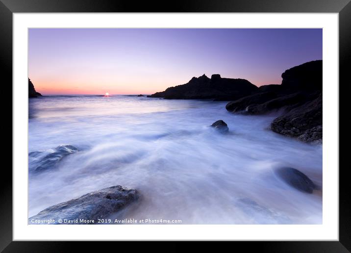 North Cornwall beach at sunset Framed Mounted Print by David Moore