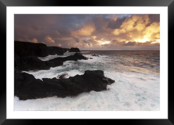 Eshaness Shetland at sunset Framed Mounted Print by David Moore