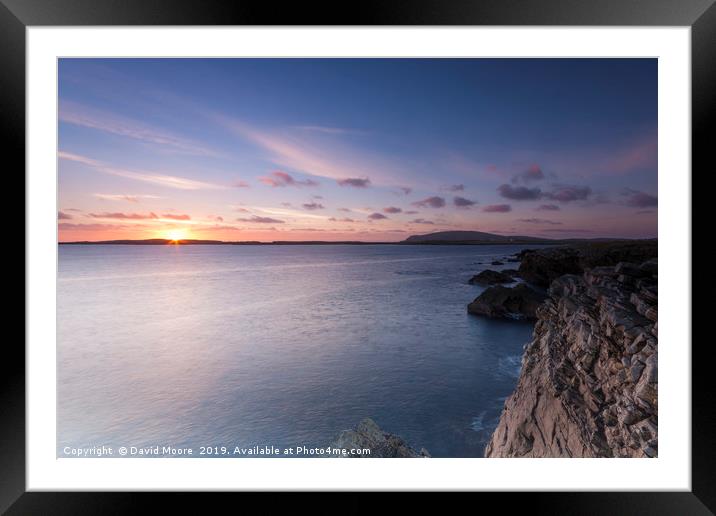 Sunset from Shetland cliffs Framed Mounted Print by David Moore