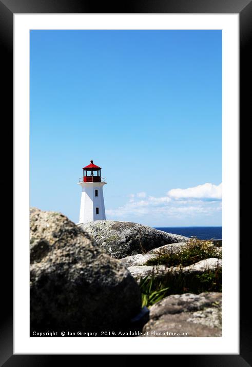 Lighthouse at Peggys Cove Framed Mounted Print by Jan Gregory