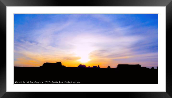 Sunset in Monument Valley Framed Mounted Print by Jan Gregory