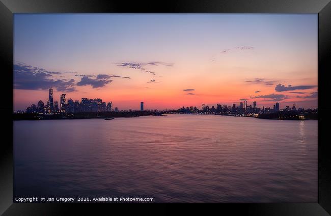 New York sunrise Framed Print by Jan Gregory
