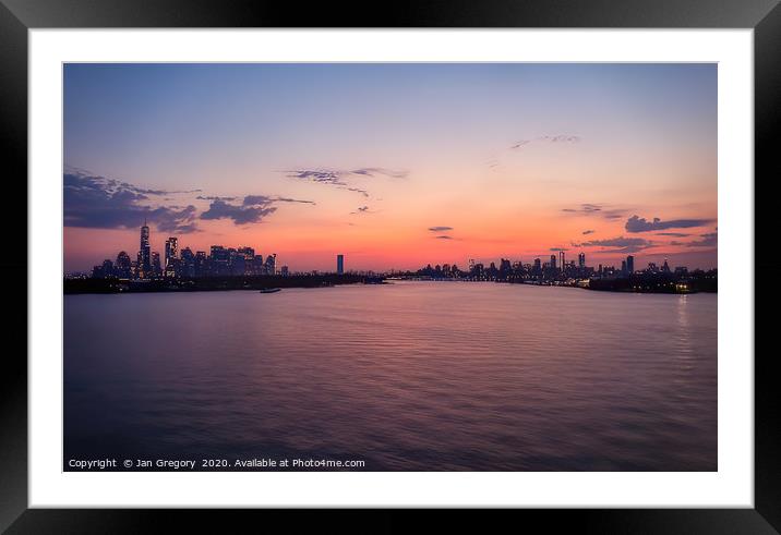 New York sunrise Framed Mounted Print by Jan Gregory