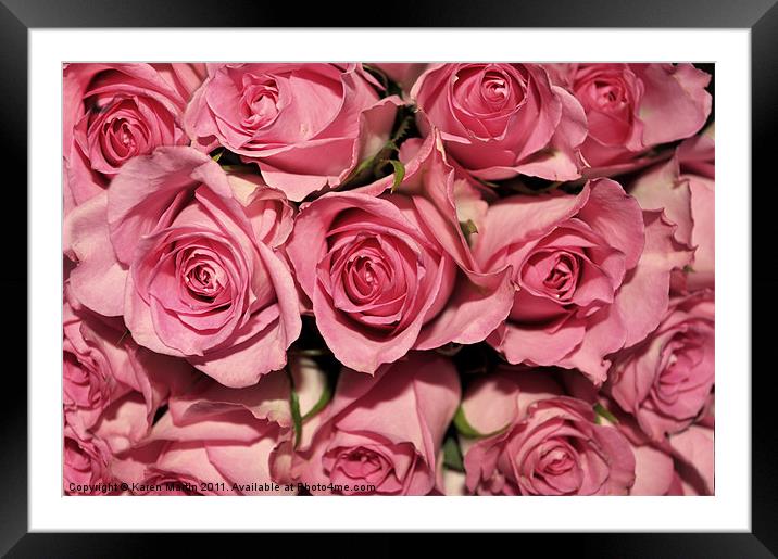 Pink Rose Buds Framed Mounted Print by Karen Martin