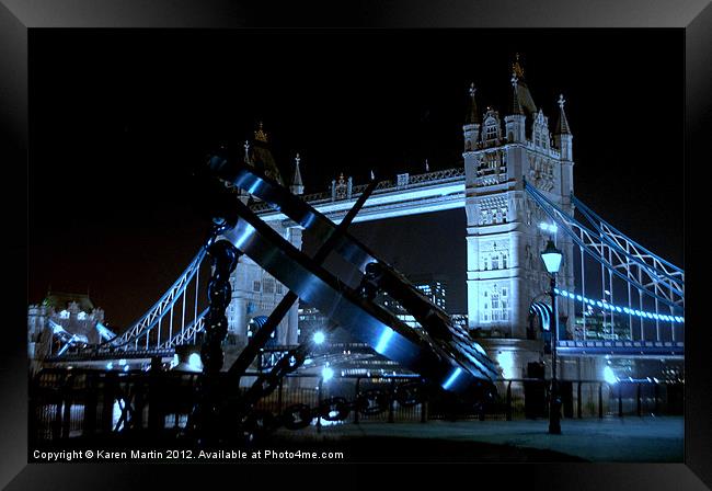 Sundial and Tower Bridge Framed Print by Karen Martin