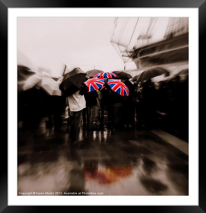 Union Jack Umbrellas Framed Mounted Print by Karen Martin