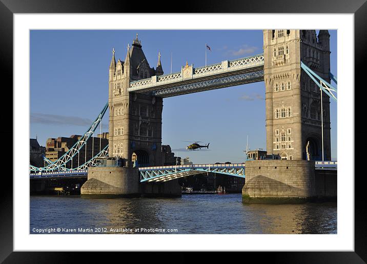 Tower Bridge and Helicoptor II Framed Mounted Print by Karen Martin
