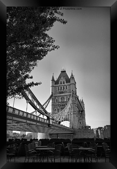 Tower Bridge and Cafe Framed Print by Karen Martin