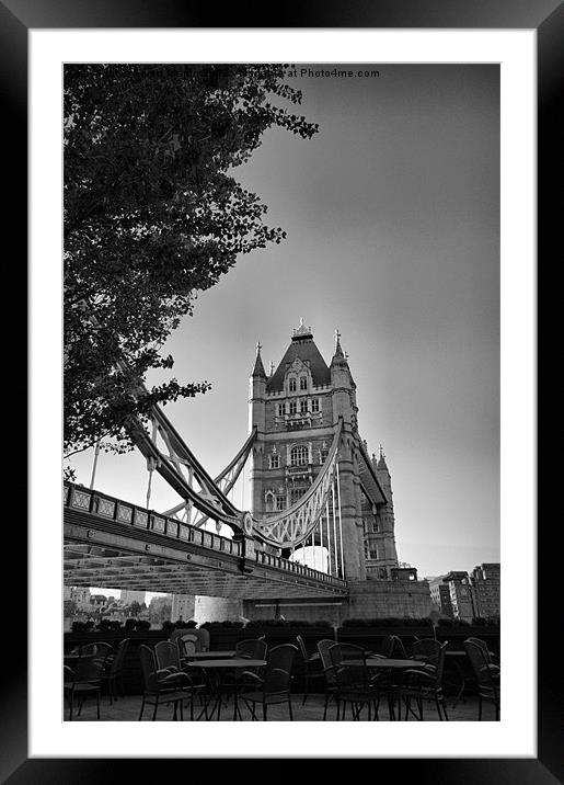 Tower Bridge and Cafe Framed Mounted Print by Karen Martin
