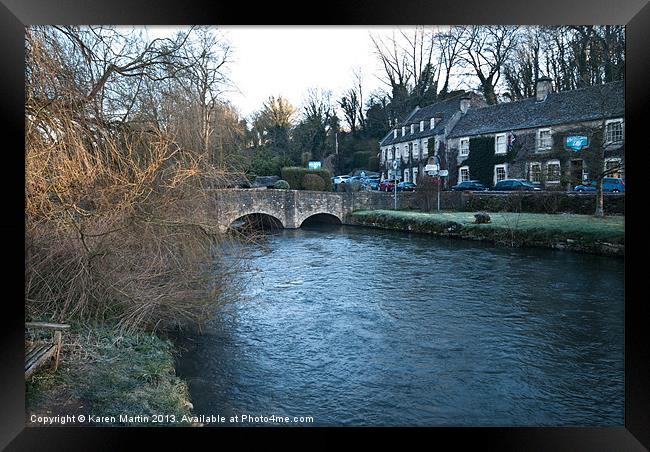 River Coln and The Swan Hotel Framed Print by Karen Martin