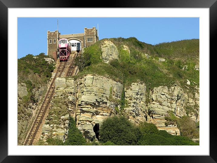 EAST HILL LIFT UP TO HASTINGS CASTLE. Framed Mounted Print by Ray Bacon LRPS CPAGB