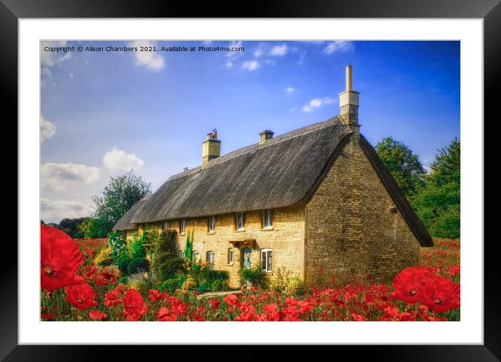 Poppy Field Cottage Framed Mounted Print by Alison Chambers