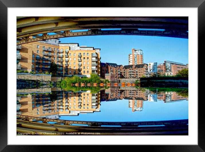 Roberts Wharf Reflection Leeds Framed Mounted Print by Alison Chambers