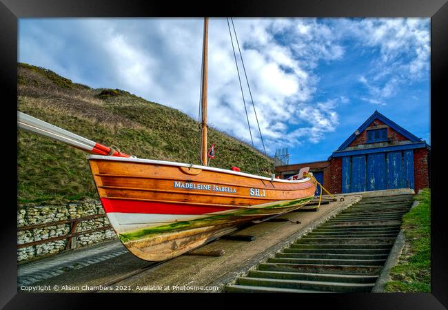 North Landing Lifeboat Station, Yorkshire Coast  Framed Print by Alison Chambers