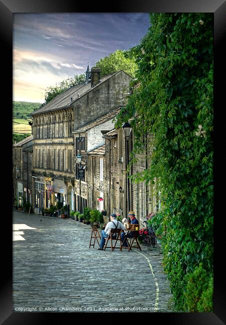 A lazy Summer Evening in Haworth Portrait  Framed Print by Alison Chambers