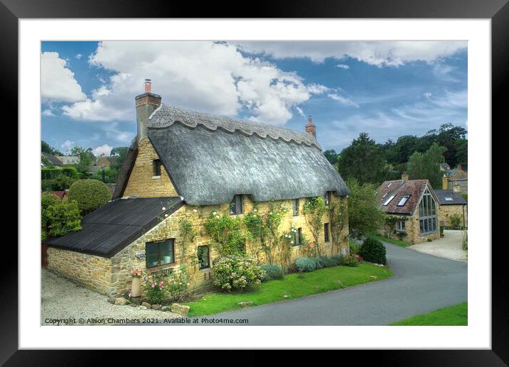 Pretty Thatched Cottage Framed Mounted Print by Alison Chambers