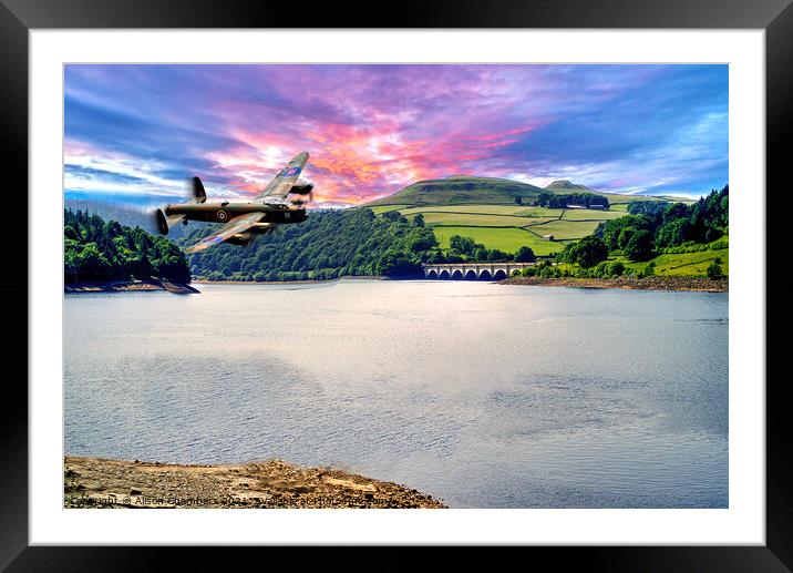 Lancaster Bomber Ladybower Flypast Framed Mounted Print by Alison Chambers