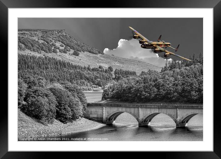 Ladybower Lancaster Bomber Framed Mounted Print by Alison Chambers