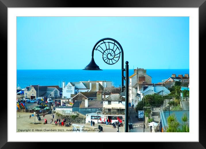Lyme Regis Fossil  Street Light Framed Mounted Print by Alison Chambers