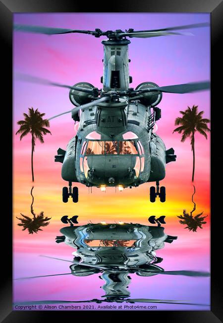 Chinook Tropical Ops Framed Print by Alison Chambers