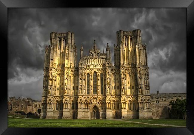 Wells Cathedral Dramatic Sky Framed Print by Alison Chambers