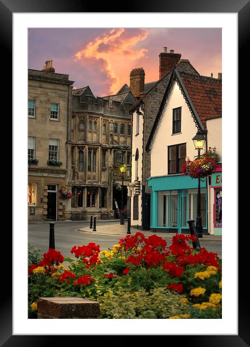 Daybreak In Glastonbury Town Centre  Framed Mounted Print by Alison Chambers