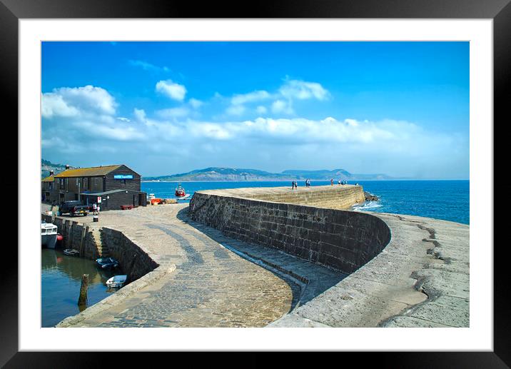 Lyme Regis The Cobb Framed Mounted Print by Alison Chambers