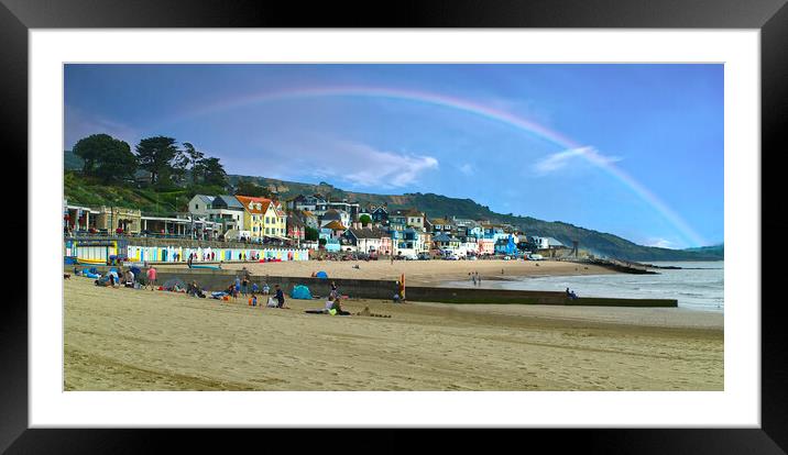 Lyme Regis Rainbow Panorama  Framed Mounted Print by Alison Chambers