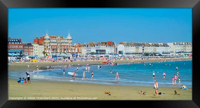 Weymouth Beach Panorama Framed Print by Alison Chambers