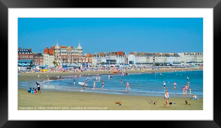 Weymouth Beach Panorama Framed Mounted Print by Alison Chambers
