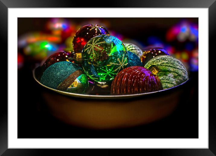 Bowl Of Baubles Framed Mounted Print by Alison Chambers