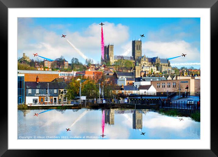 Lincoln Cathedral Red Arrows Framed Mounted Print by Alison Chambers