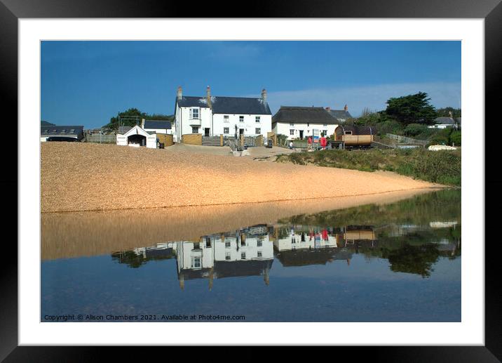 Seatown Beach Reflection  Framed Mounted Print by Alison Chambers