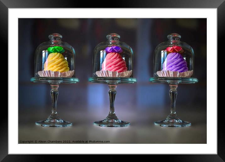Cupcake Trio Framed Mounted Print by Alison Chambers