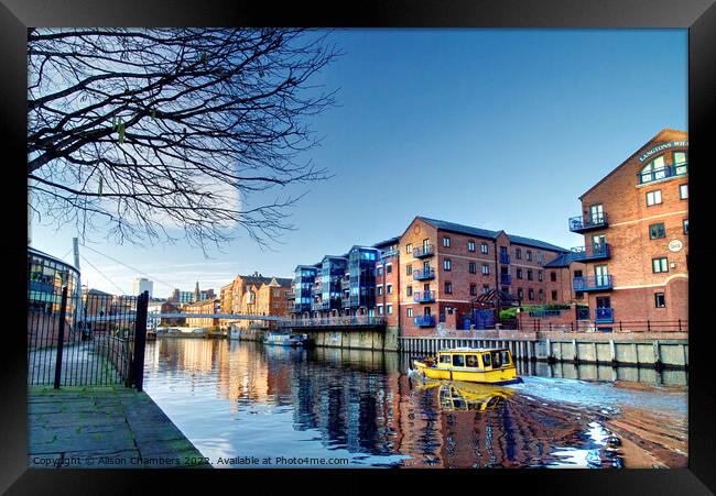 Leeds Water Taxi Framed Print by Alison Chambers