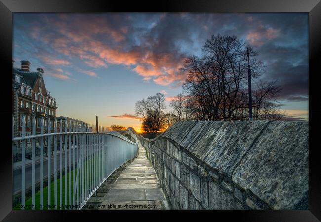 York City Wall Sunset Framed Print by Alison Chambers