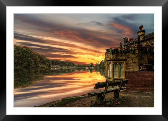 Sunset At Newmillerdam Boathouse  Framed Mounted Print by Alison Chambers