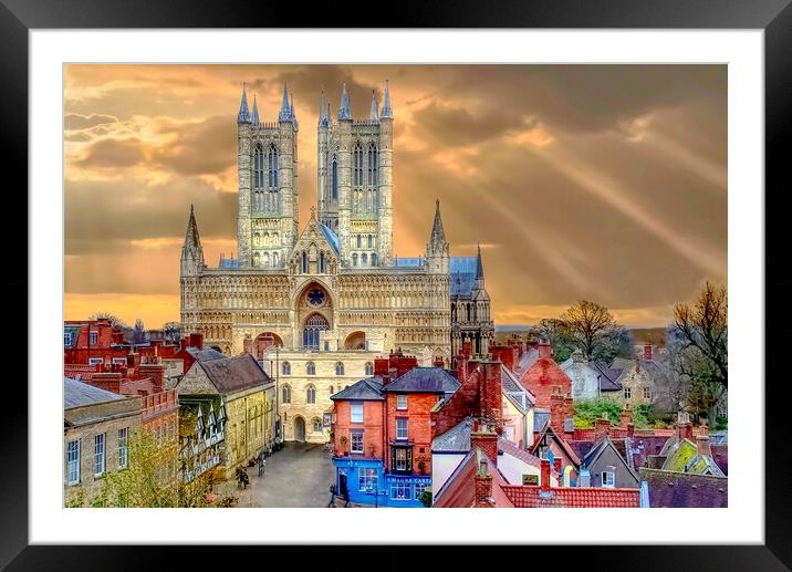 Lincoln Cathedral Sun Rays Framed Mounted Print by Alison Chambers