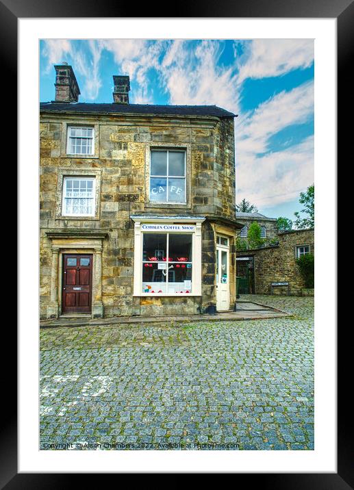 Cobbles Coffee Shop Longnor Framed Mounted Print by Alison Chambers