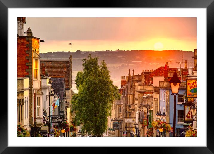Glastonbury Town Sunrise  Framed Mounted Print by Alison Chambers