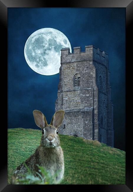 Glastonbury Moon Hare Framed Print by Alison Chambers