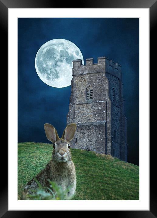 Glastonbury Moon Hare Framed Mounted Print by Alison Chambers