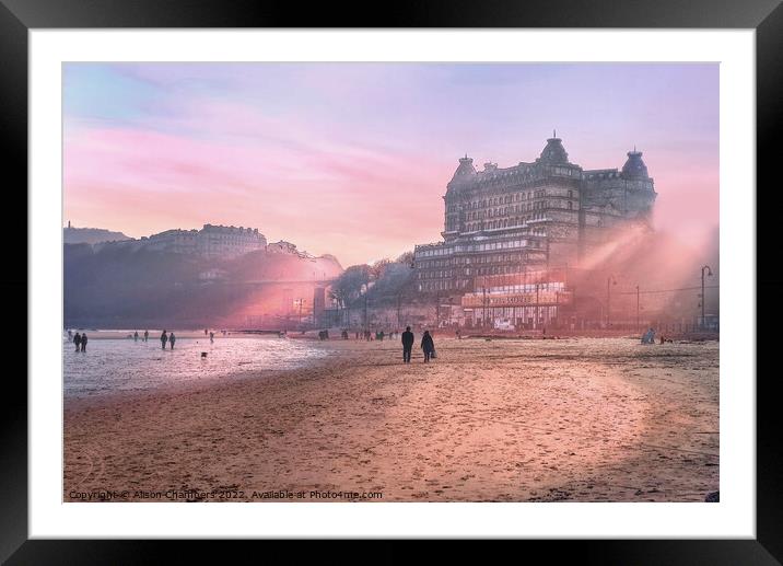 Scarborough Beach Sunset  Framed Mounted Print by Alison Chambers