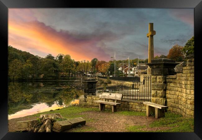 Sunset At Newmillerdam War Memorial  Framed Print by Alison Chambers