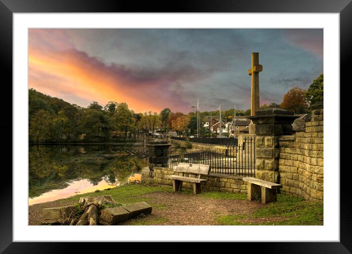 Sunset At Newmillerdam War Memorial  Framed Mounted Print by Alison Chambers