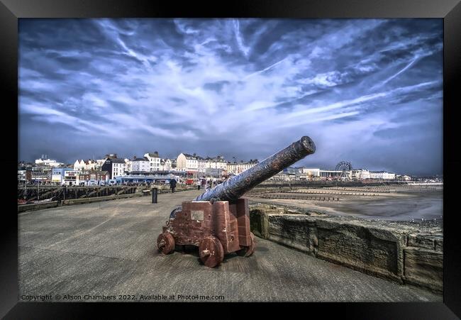 Bridlington North Pier Cannon, Yorkshire Coast Framed Print by Alison Chambers