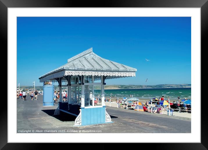 Weymouth Seafront Shelter Framed Mounted Print by Alison Chambers