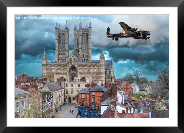 Lincoln Cathedral Lancaster Bomber  Framed Mounted Print by Alison Chambers
